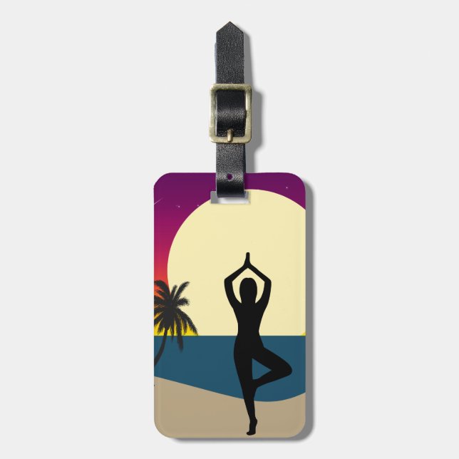 Yoga at Sunset Luggage Tag (Front Vertical)