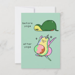 Yoga avocado   holiday gift RSVP card