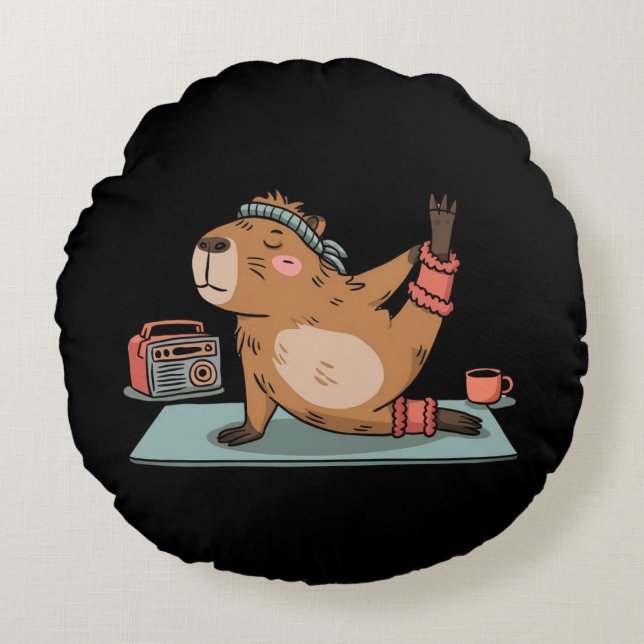 Yoga Bear Round Cushion (Front)