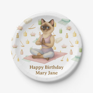 Yoga Birthday Party for Siamese Cat Lovers  Paper Plate