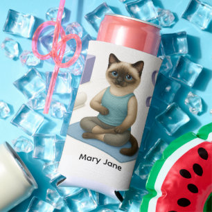 Yoga Birthday Party for Siamese Cat Lovers Seltzer Can Cooler