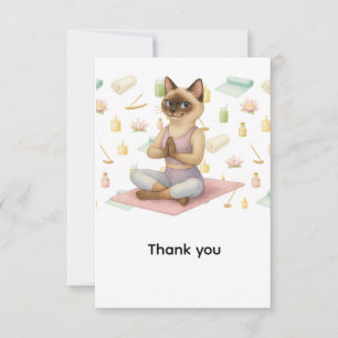 Yoga Birthday Party for Siamese Cat Lovers  Thank You Card