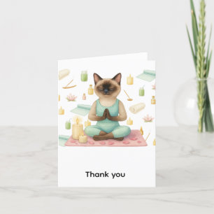 Yoga Birthday Party for Siamese Cat Lovers Thank You Card