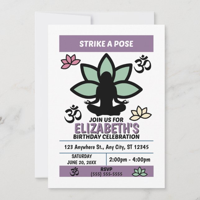 Yoga Birthday Party Invitation (Front)