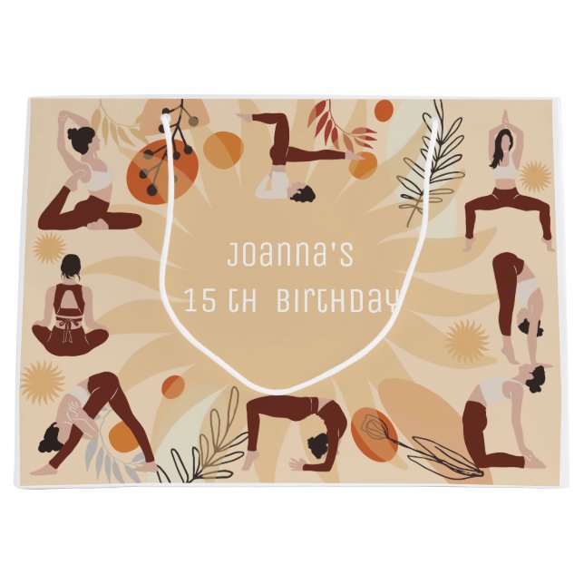 Yoga birthday party large gift bag (Front)