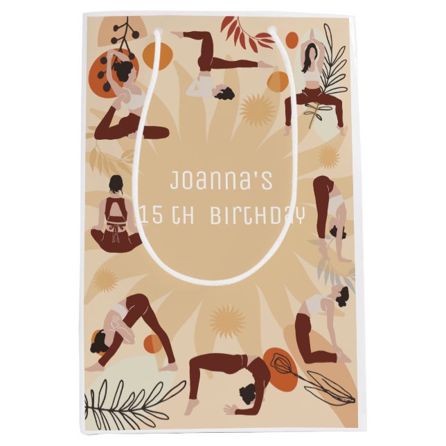 Yoga birthday party medium gift bag (Front)