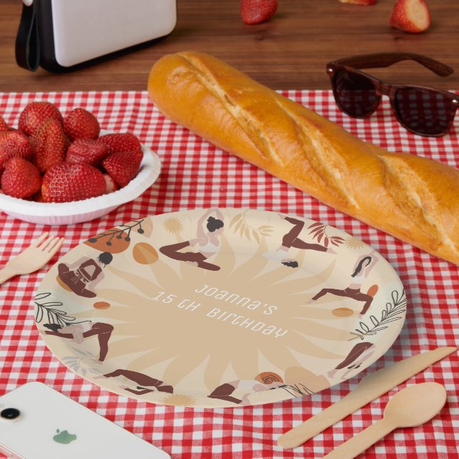 Yoga birthday party paper plate (Picnic)