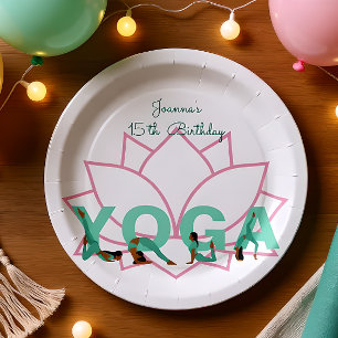Yoga birthday party paper plate