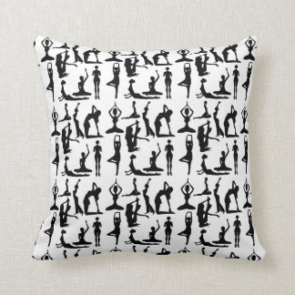 Yoga black white positions pattern elegant cushion