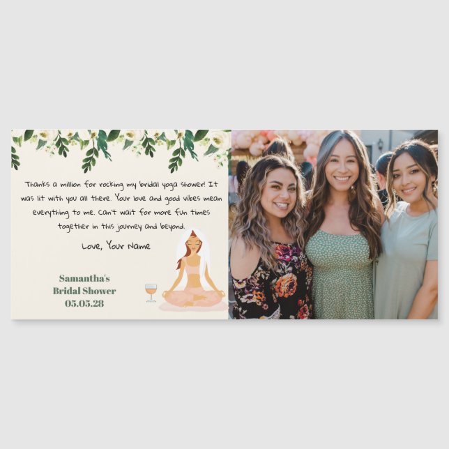 Yoga Bridal Shower Photo Thank You Card (Front)
