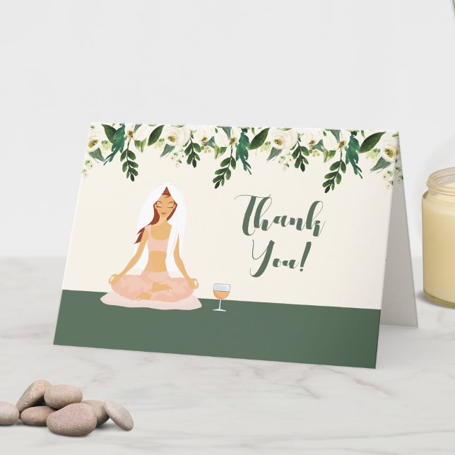Yoga Bride Mimosa Bridal Shower Thank You Red Hair (Yoga Bride Red Hair Thank You Note )