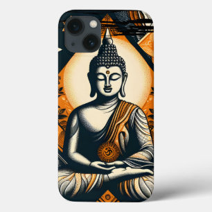 Yoga Buddha in orange and black iPhone 13 Case