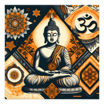 Yoga Buddha in orange and black