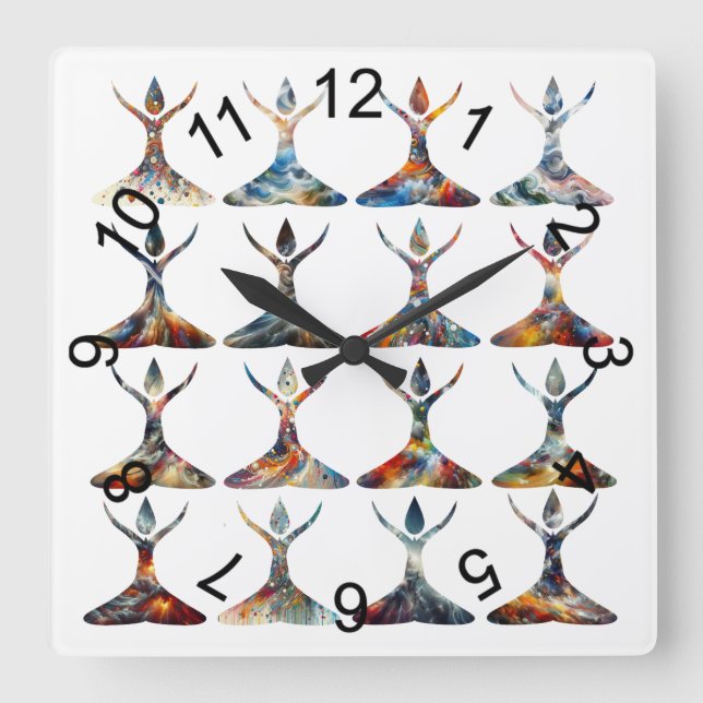 Yoga Buddies Square Wall Clock (Front)