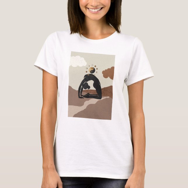 Yoga camel pose ustrasana yin yang moon phases T-Shirt (Front)