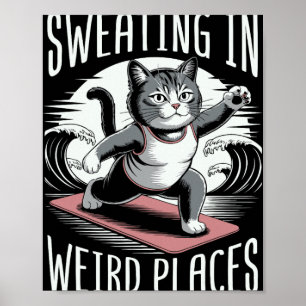 Yoga Cat Aerobics Kitten Sweating In Weird Places Poster