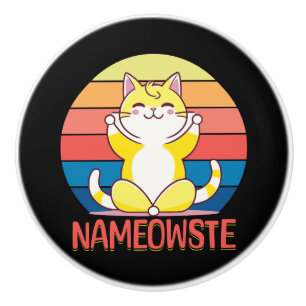 Yoga cat ceramic knob