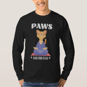 Yoga Cat Cute Paws And Breathe T-Shirt