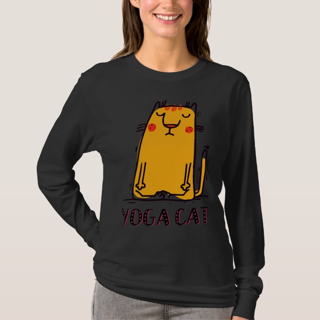 Yoga Cat Funny T-Shirt (Front)