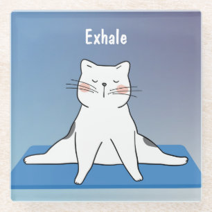 Yoga Cat Glass Coaster
