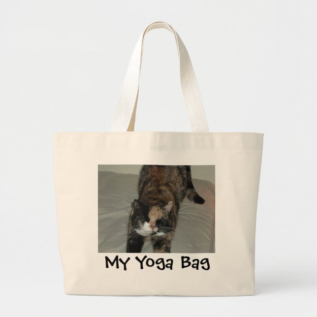 Yoga Cat Large Tote Bag (Front)