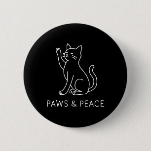 Yoga Cat Line Art - Paws And Peace Motif 6 Cm Round Badge