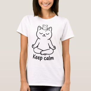 Yoga Cat Lotus Pose Zen Silhouette Namaste Feline T-Shirt