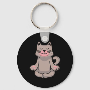 Yoga Cat Meditation Namaste Gift Key Ring