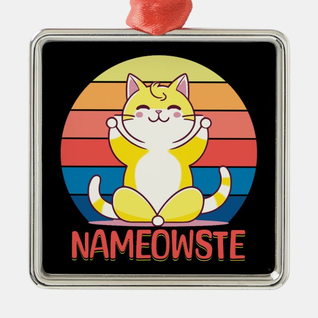Yoga cat metal tree decoration (Front)