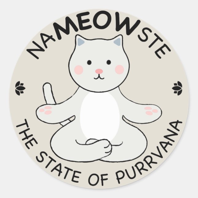 Yoga Cat - Namaste Classic Round Sticker (Front)