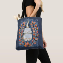Yoga Cat on Blue Tote
