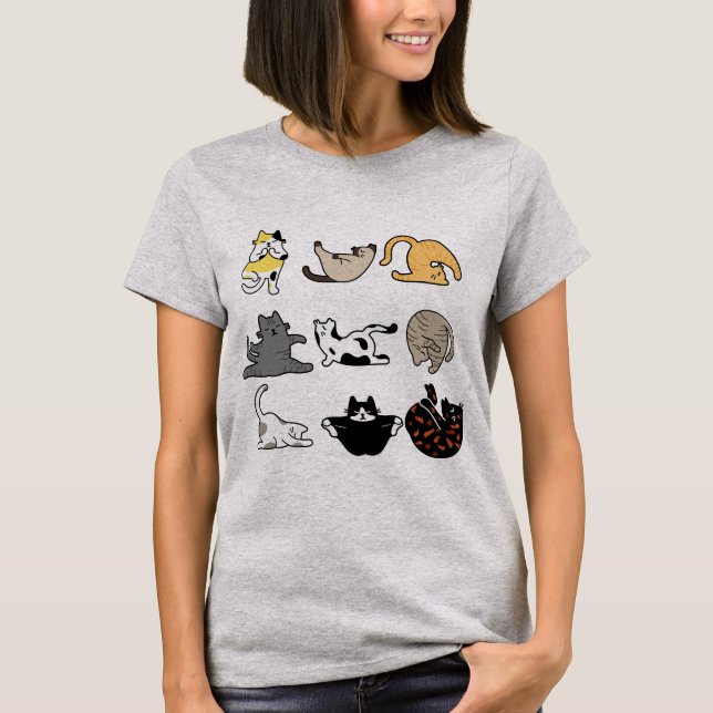 Yoga Cat Poses T-Shirt (Front)