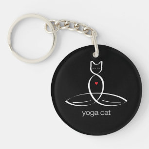 Yoga Cat - Regular style text. Key Ring
