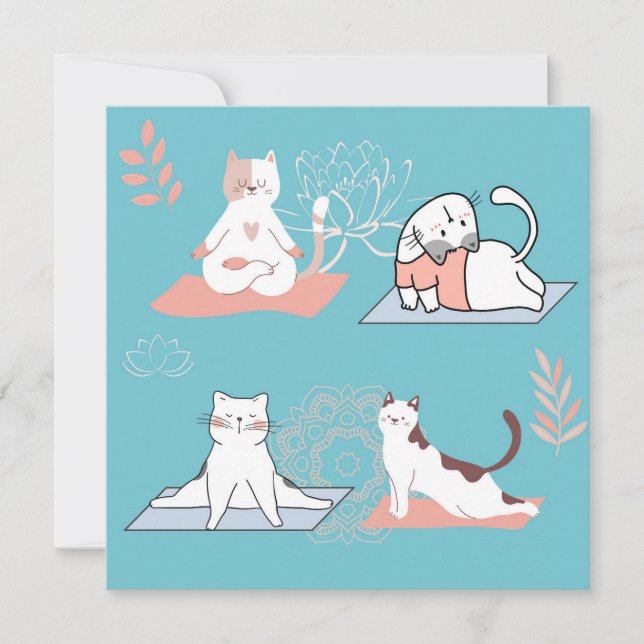 Yoga Cats Lotus Birthday Card (Front)