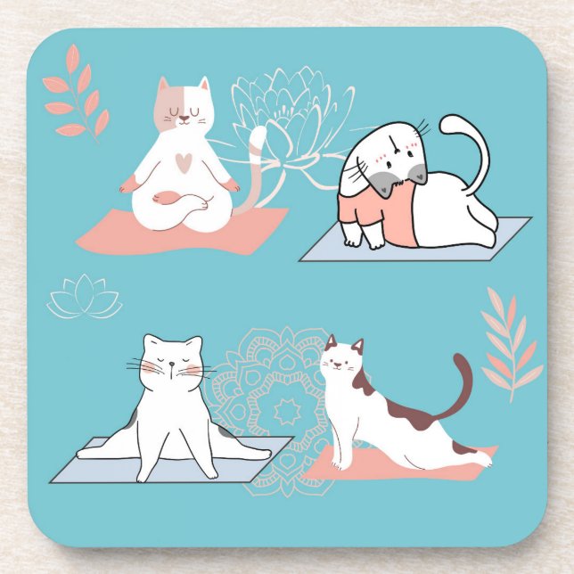 Yoga Cats Lotus Coaster (Front)