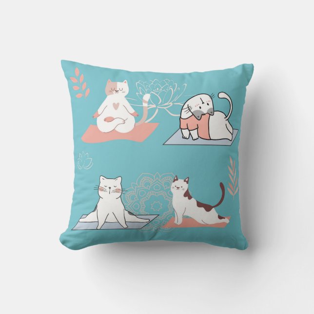 Yoga Cats Lotus Cushion (Front)