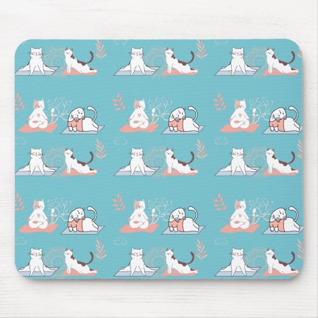 Yoga Cats Lotus Mouse Mat (Front)