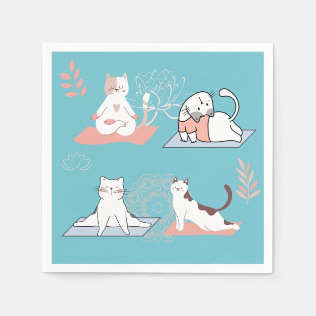  Yoga Cats Lotus Napkin (Front)
