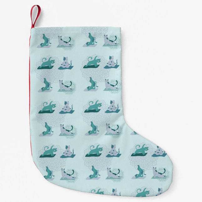 Yoga Cats Small Christmas Stocking (Front)