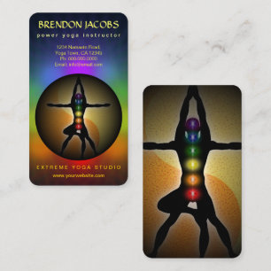 Yoga Chakras Manly Pose Instructor Teacher Business Card