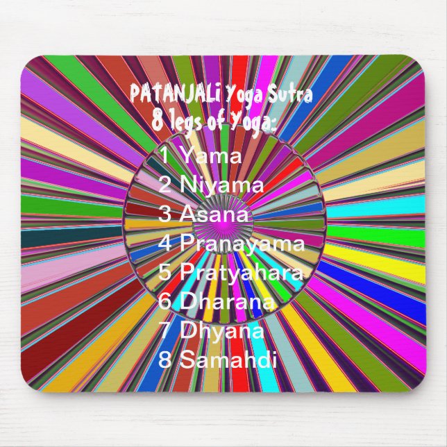 YOGA Checklist : 8 steps of PATANJALI SUTRA Mouse Mat (Front)
