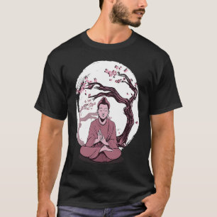 Yoga cherry blossom tree meditate Japanese writing T-Shirt