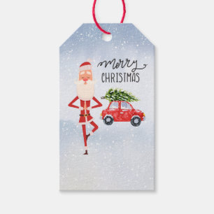 Yoga Christmas Santa Claus for instructor Gift Tags