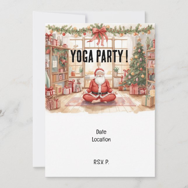 Yoga Christmas Santa Claus instructor  Invitation (Front)