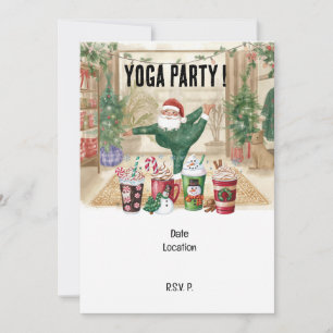 Yoga Christmas Santa Claus instructor Invitation