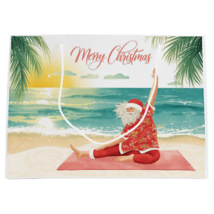 Yoga Christmas Santa Claus instructor Large Gift Bag