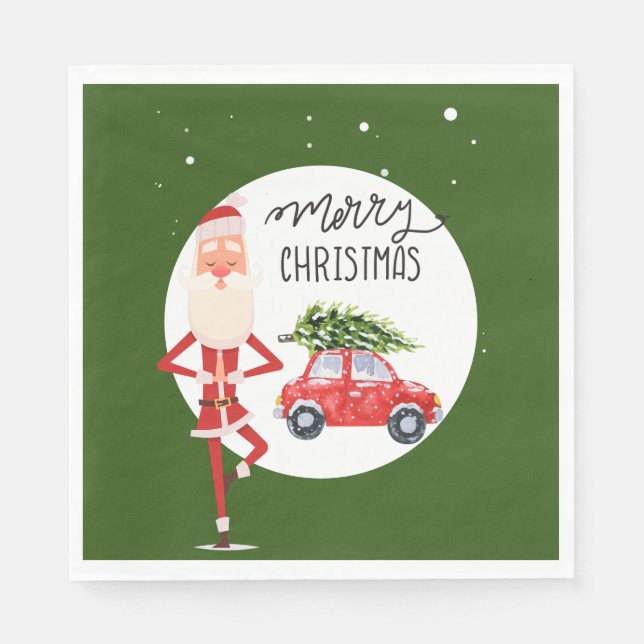 Yoga Christmas Santa Claus instructor  Napkin (Front)