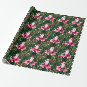 Yoga Christmas Santa Claus instructor Wrapping Paper