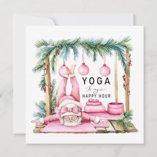 Yoga Christmas Santa Claus Posing breathe Holiday Card