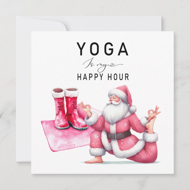 Yoga Christmas Santa Claus Posing  Holiday Card (Front)